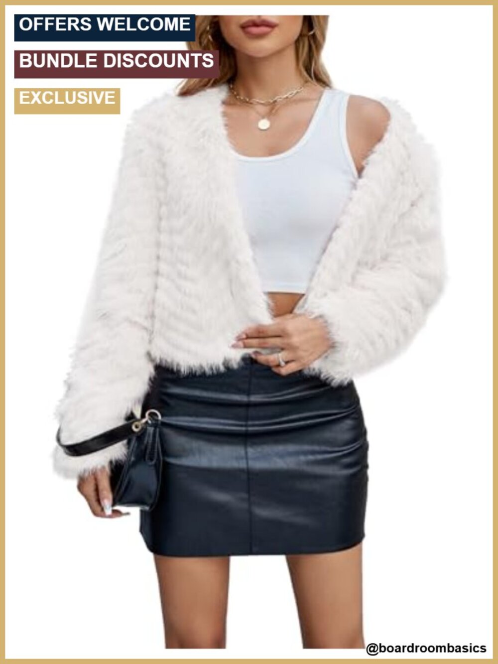 Faux Fur Cropped Coat Fuzzy Fluffy Winter Jacket Warm Outwear